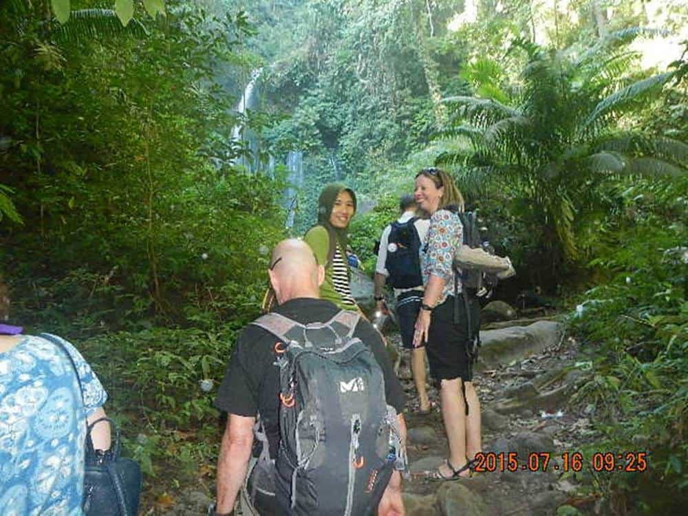 trek to waterfall